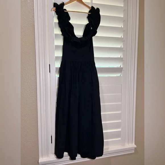 🆕 Free People Black Backless Ruffle Dress - Picture 1 of 4